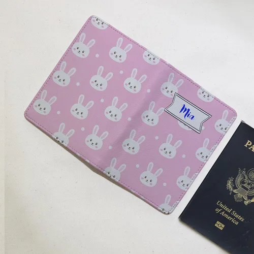 Miniatura 4 de KIDS COLLECTION - Soporte para pasaporte personalizado - Cartera de viaje - Cartera para pasaporte, Patrón de conejito Cutie - Rosa, Accesorios