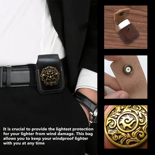 Miniatura 4 de Leather Lighter Case, Flip top Leather Lighter Pouch, Holder Case with Pocket Belt Loop,Handmade
