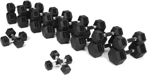 Miniatura 18 de WF Athletic Supply - Mancuernas hexagonales con agarre de goma y mango contorneado para tonificar músculos y fortalecer y entrenar de todo el cuerpo