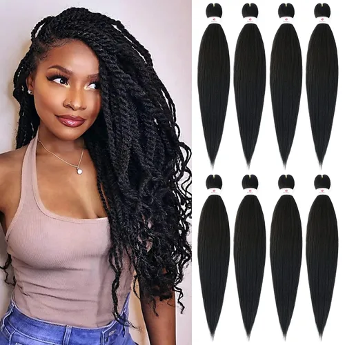 Miniatura 43 de Beyond Beauty - Trenzas preestiradas de cabello profesional sin picazón, ajuste de agua caliente, fibra sintética, textura Yaki, extensiones