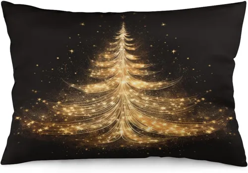 Miniatura 15 de Funda de almohada dorada de invierno con diseño de pájaros de nieve, Navidad, 12 x 20 pulgadas, diseño de Feliz Navidad, invierno, Navidad, cojín