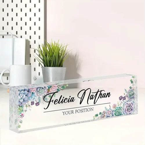 Miniatura 42 de Placa de nombre personalizada, placa de nombre personalizada para oficina, accesorio de escritorio de acrílico, regalos para compañeros de trabajo