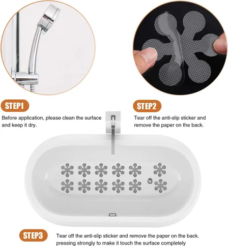 Miniatura 6 de Secopad Calcomanías Antideslizantes para Bañera, 12 PCS Bandas de Seguridad Grises para Ducha Adhesivas con Raspador Premium