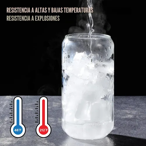 Miniatura 5 de NETANY Juego de 4 vasos para beber con popote de vidrio, vasos de vidrio Highball de 16 onzas, vasos de cerveza, vasos de café helado, lindo vaso