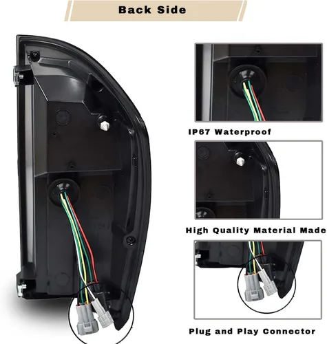 Miniatura 3 de Luces traseras LED mejoradas para Toyota Tacoma 2016-2021, montaje de luces traseras LED negras ahumadas con señal de freno/giro/lámpara de marcha