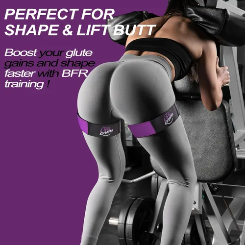 Miniatura 3 de Bandas de resistencia BFR para mujeres, bandas de ejercicio de entrenamiento de glúteos, equipo de entrenamiento de fitness Púrpura