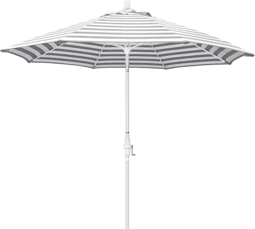 Miniatura 11 de California Umbrella paraguas de tela Olefin de 9 pies de fibra de vidrio de elevación basculante mercado de aluminio, paraguas con poste de bronce
