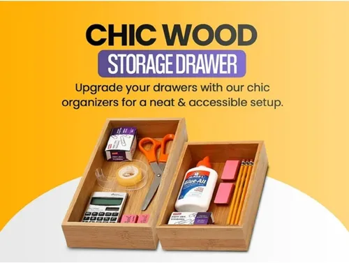 Miniatura 4 de YBM HOME Caja organizadora de cajones de bambú para cajón de cocina, oficina, dormitorio, habitación de los niños, manualidades, costura y baño