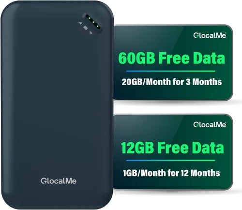 Miniatura 9 de GlocalMe DuoTurbo 4G LTE Hotspot WiFi portátil para viajes en más de 200 países, dispositivo de punto de acceso móvil con datos globales de 1.1GB