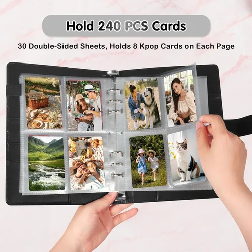 Miniatura 2 de Carpeta para tarjetas fotográficas A5 Kpop con 30 páginas de tarjetas de 4 bolsillos, 6 anillos A5 álbum coleccionador de tarjetas con 240 ranuras