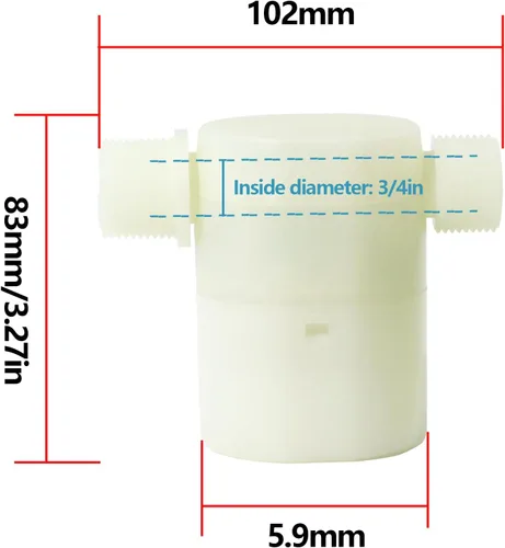 Miniatura 7 de 2 válvulas de flotador de agua, válvula de flotador de tanque de agua con control de nivel de agua (3/4 pulgadas, entrada lateral)