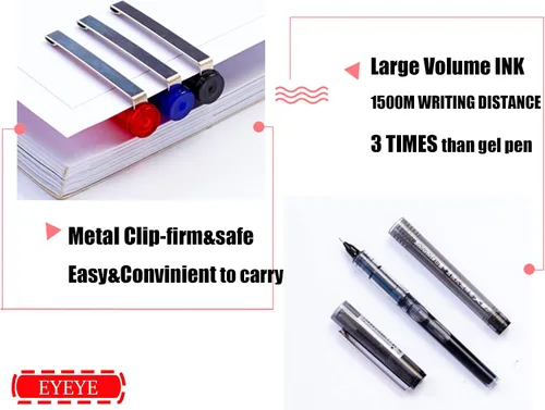 Miniatura 4 de EYEYE Bolígrafos de tinta líquida de 3 colores, 16 paquetes (8 negros, 4 azules y 4 rojos), bolígrafo de gel de secado rápido, punta de aguja fina