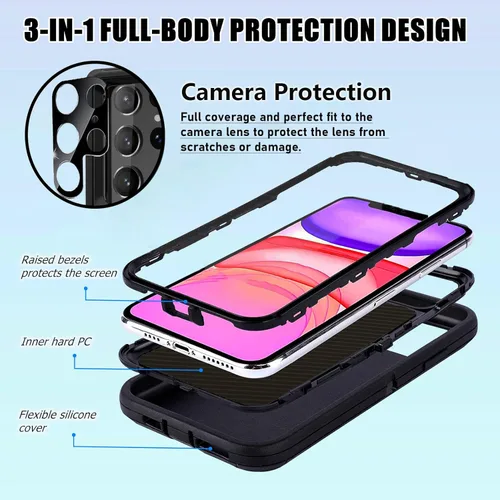 Miniatura 2 de Funda compatible con Samsung Galaxy S22 Ultra para hombres y niños, funda de camuflaje con protector de lente de cámara resistente