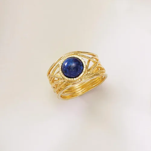 Miniatura 4 de Ross-Simons Anillo calado texturizado con piedras preciosas en oro de 18 quilates sobre plata esterlina Gema Lapislázuli