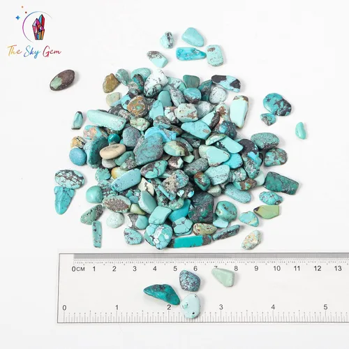 Miniatura 3 de Bolsas de chips de cristal turquesa - Chips de piedras preciosas turquesa sin perforar - Cristal turquesa - Chips de cristales curativos a granel
