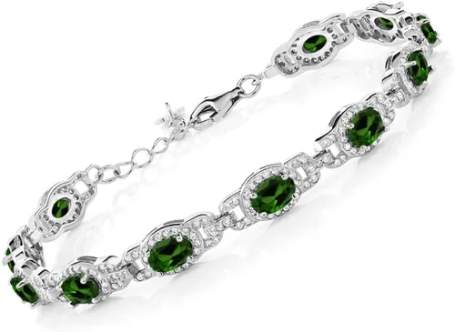 Miniatura 20 de Gem Stone King 7-14 Cttw Oval Gemstone Birthstone Tennis Bracelet For Women 925 Sterling Silver Oval 6X4MM 7 Inch With 1 Inch Extender Fine