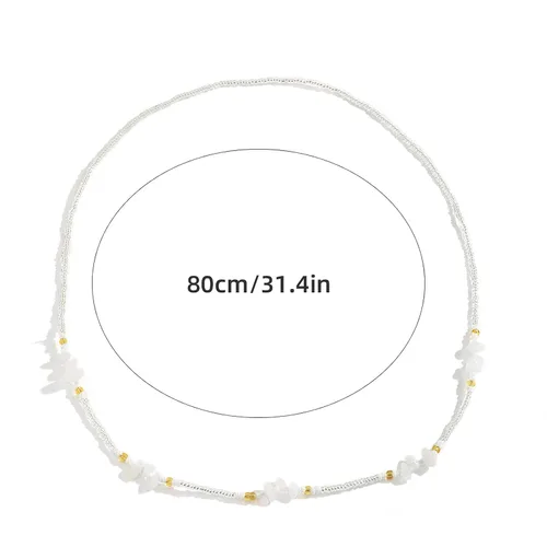 Miniatura 3 de Cadena de cintura de ópalo africano, cuentas elásticas de semillas para vientre, cadena de cuerpo para el vientre, playa de verano, pulsera