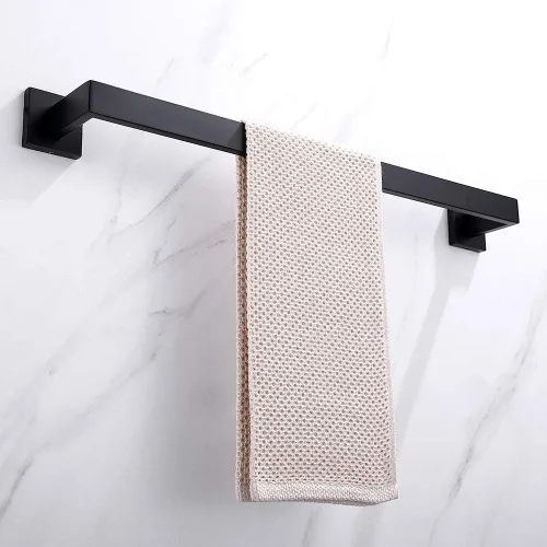 Miniatura 3 de TASTOS Toallero individual negro de 23.6 pulgadas, barra de toalla de baño de acero inoxidable SUS 304 resistente, soporte para toallas de cocina