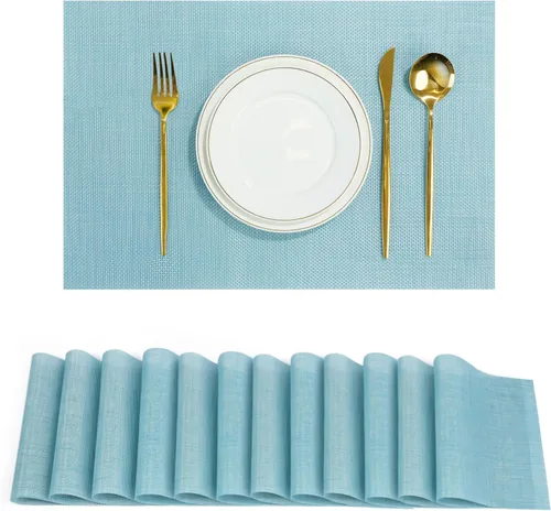 Miniatura 21 de Juego de 6 manteles individuales, antideslizantes, tejido de PVC, fáciles de limpiar, resistentes al calor, para cocina, comedor, decoración Beige