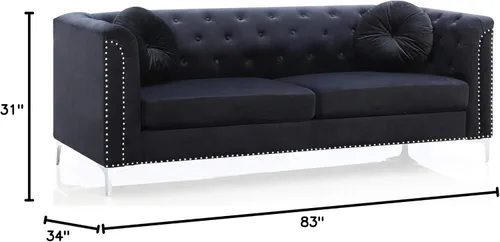 Miniatura 3 de Glory Furniture Sofá de dos plazas Pompano Velvet en negro