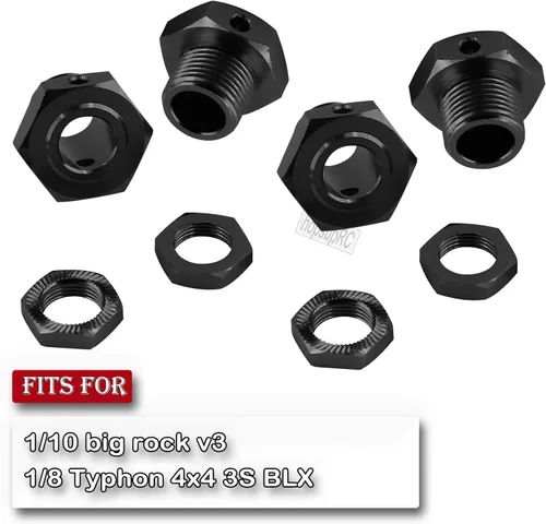 Miniatura 2 de Pieza de mejoras para 1/8 Typhon 4x4 3S BLX 1/10 Big Rock v3, tuerca de rueda de aluminio y rueda hexagonal y ranuras, llave de rueda Hops Up
