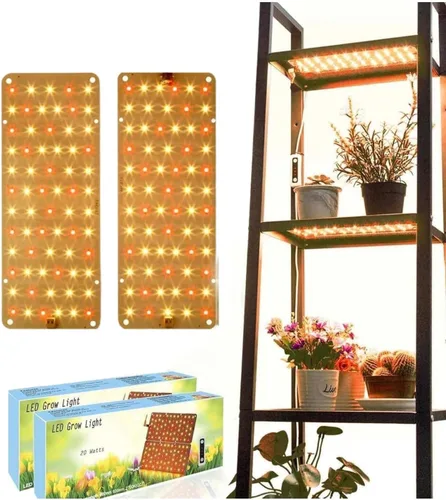 Miniatura 9 de Panel de luz de cultivo para plantas de interior, luz LED ultrafina de espectro completo de 20 W para estante y gabinete, regulable con temporizador