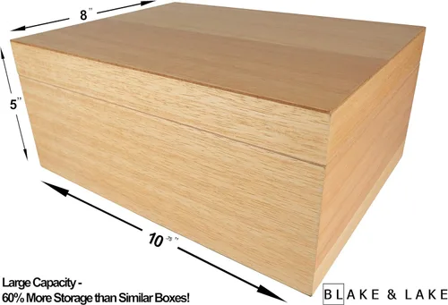 Miniatura 3 de Blake & Lake Caja de recuerdos de madera con tapa, caja de almacenamiento de madera rubia Catchall, tesoro y caja de regalo para el hogar, cajas