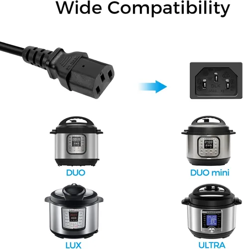 Miniatura 2 de Cable de alimentación compatible con olla a presión eléctrica Instant Pot, arrocera, Power Quick Pot, microondas, máquina de leche de soja y más