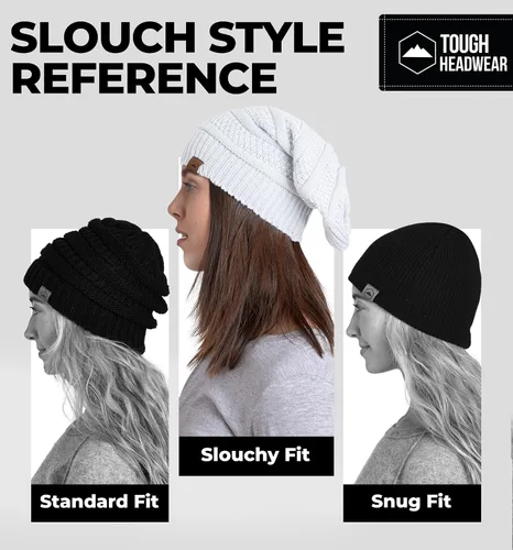 Miniatura 12 de Slouchy Cable tejido Gorro de lana por Tough Headwear – Gorro de lana de gran tamaño Sombreros Gorros Graves Sombreros Para Hombres y Mujeres