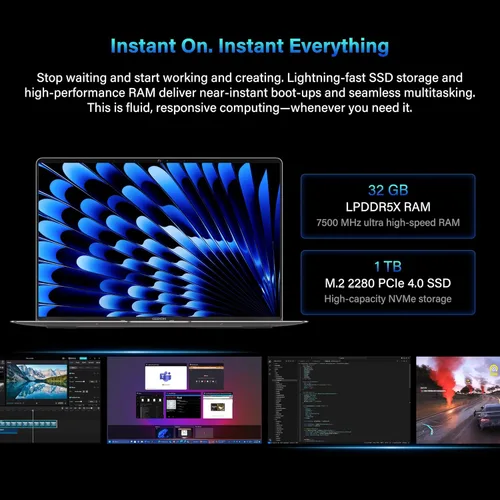 Miniatura 7 de GEEKOM GeekBook X14 Pro Laptop, 2.2lbs Ultra Thin 14" 2.8K OLED Laptop Computer, Ultra 9 185H, 32GB LPDDR5x 7500MHz RAM 1TB SSD, Up to 16 Hour, 2X