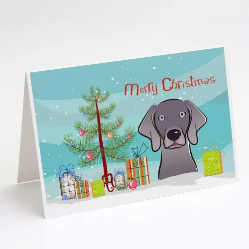 Miniatura 6 de Caroline's Treasures BB1616GCA7P - Tarjetas de felicitación y sobres de árbol de Navidad y sabueso afgano, paquete de 8 tarjetas en blanco