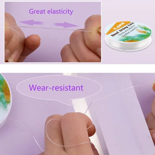 Miniatura 5 de Hilo elástico redondo de 0.016 in, cuerda elástica para pulsera de 295 pies, cuerda elástica transparente para hacer pulsera, reloj, llavero