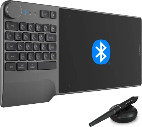HUION Inspiroy Keydial KD200 Tableta de dibujo inalámbrica, tableta gráfica Bluetooth con dial de teclado, 5 teclas expresas personalizadas,