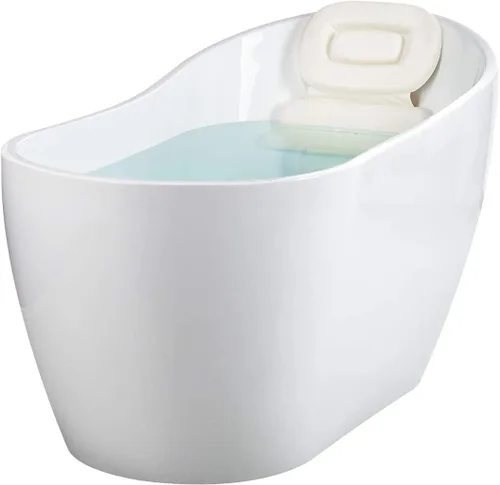 Miniatura 18 de WOODBRIDGE Bañera de remojo de acílico blanco independiente de 54 pulgadas con almohada blanca, drenaje y desbordamiento en níquel cepillado