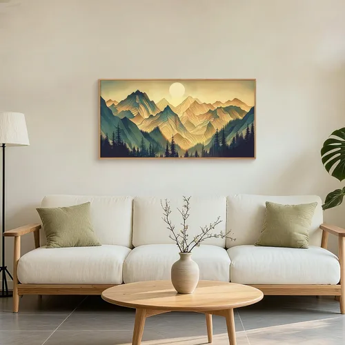 Miniatura 64 de Celestdeco Juego de arte de pared en lienzo abstracto y neutro grande con marco naranja, moderno y minimalista para pared, diseño geométrico bohemio