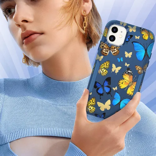 Miniatura 6 de para iPhone 11 - Funda para mujeres y niñas, diseño único estético, mariposa azul kawaii para adolescentes, funda protectora resistente, dura, a