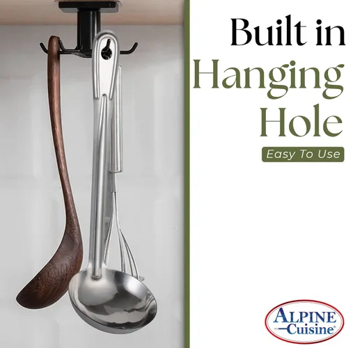 Miniatura 3 de Alpine Cuisine Cucharón de acero inoxidable con mango largo – Los mejores accesorios de cocina para agitar, dividir y servir cucharón – Chile