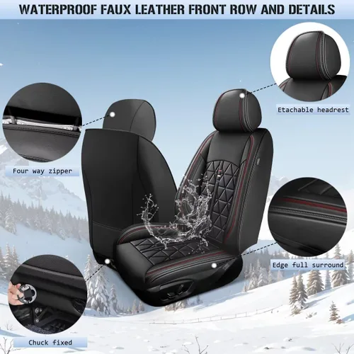 Miniatura 5 de DISUTOGO Juego completo de fundas de asiento de automóvil para Toyota Avalon 2001-2025 2026, de piel sintética, impermeables, compatibles con bolsa