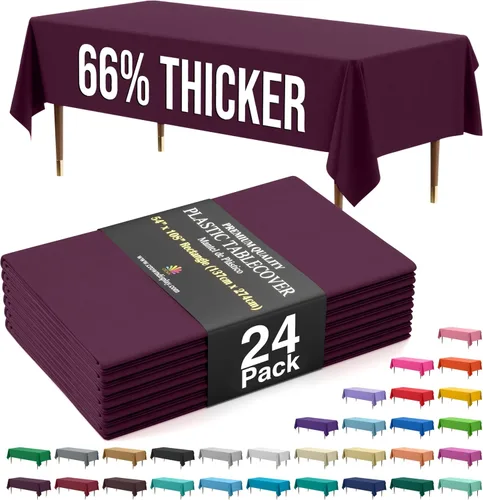 Miniatura 37 de Exquisite 66% Thicker Premium Plastic Table Cloth Rectangle Table Cover 0.5 Mil 6 Pack Aqua Table Cloth 54 Inch x 108 Inch Disposable Tablecloth