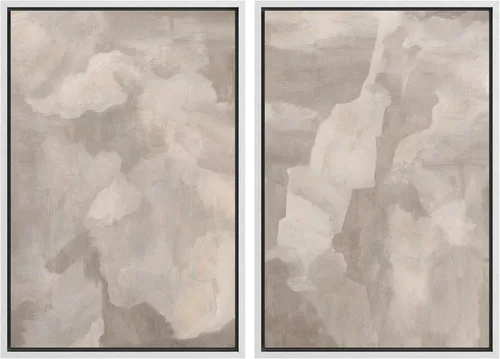 SIGNWIN Lienzo enmarcado para pared, ilustraciones abstractas texturizadas en tonos beige terrosos, arte moderno, decorativo, contemporáneo para