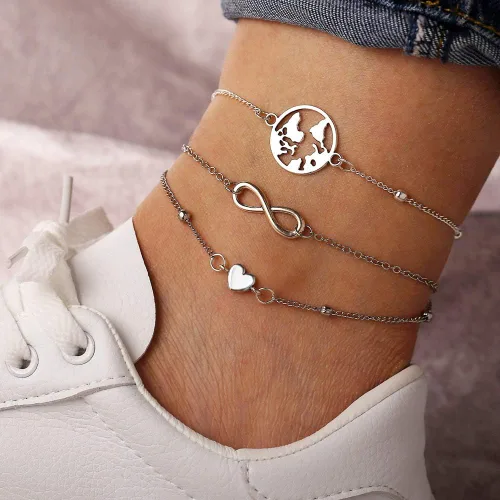 Miniatura 2 de 23 unids conjunto simple Puka Shell pulsera de tobillo Shell estrella de mar onda tobillo pulsera forma corazón Chian tobillo pulsera moda 8