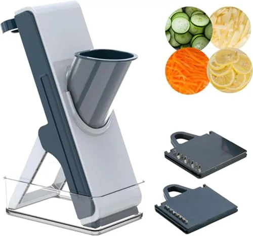 Eletronova Cortador de mandolina seguro para cocina, cortador de verduras para cocina, cortador de alimentos de cocina, cortador de papas fritas Azul