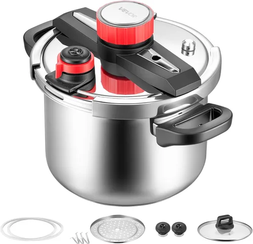 Miniatura 9 de VEVOR Olla a presión, olla a presión de 6.3 cuartos de galón, acero inoxidable, recipiente a presión con estante para vapor, tapa de vidrio
