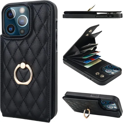 Folosu Funda compatible con iPhone 13 Pro Max con soporte para tarjetas, rotación de 360°, soporte de anillo de dedo con función atril, bloqueo