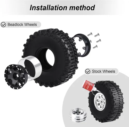 Miniatura 4 de Neumáticos de barro de caucho blando Hobbypark SCX24 1.0 Rock Crawler para 1/18 TRX4M 1/24 RC Crawler Axial SCX24 FMS FCX24 Enduro24 T1014 60x22mm