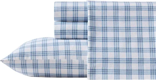 Miniatura 2 de Eddie Bauer - Sábanas de cama individual, juego de ropa de cama de franela de algodón con funda de almohada a juego, cepilladas para mayor suavidad