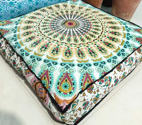 Miniatura 76 de CRAFT KALA Funda de cojín con diseño de mandala, funda de cojín para asiento, hippie, decorativo, bohemio, otomano, de algodón, indio, para sala