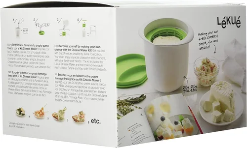 Miniatura 3 de Lékué - Kit para hacer queso casero con 24 libros de recetas 'My Fresh Cheese', todo en uno, kit de fabricación de queso 100% natural con alto