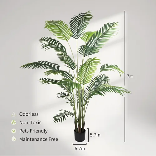 Miniatura 6 de Worth Garden - Paquete de 2 palmeras artificiales de areca de 82 pulgadas en maceta, 7 pies, planta de seda de caña falsa para interiores
