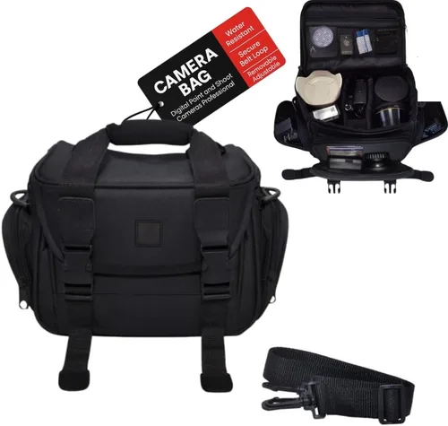 Miniatura 6 de Pequeña bolsa acolchada para cámara con correa para el hombro - Estuche compacto para cámara DSLR y sin espejo, funda protectora ligera cruzada